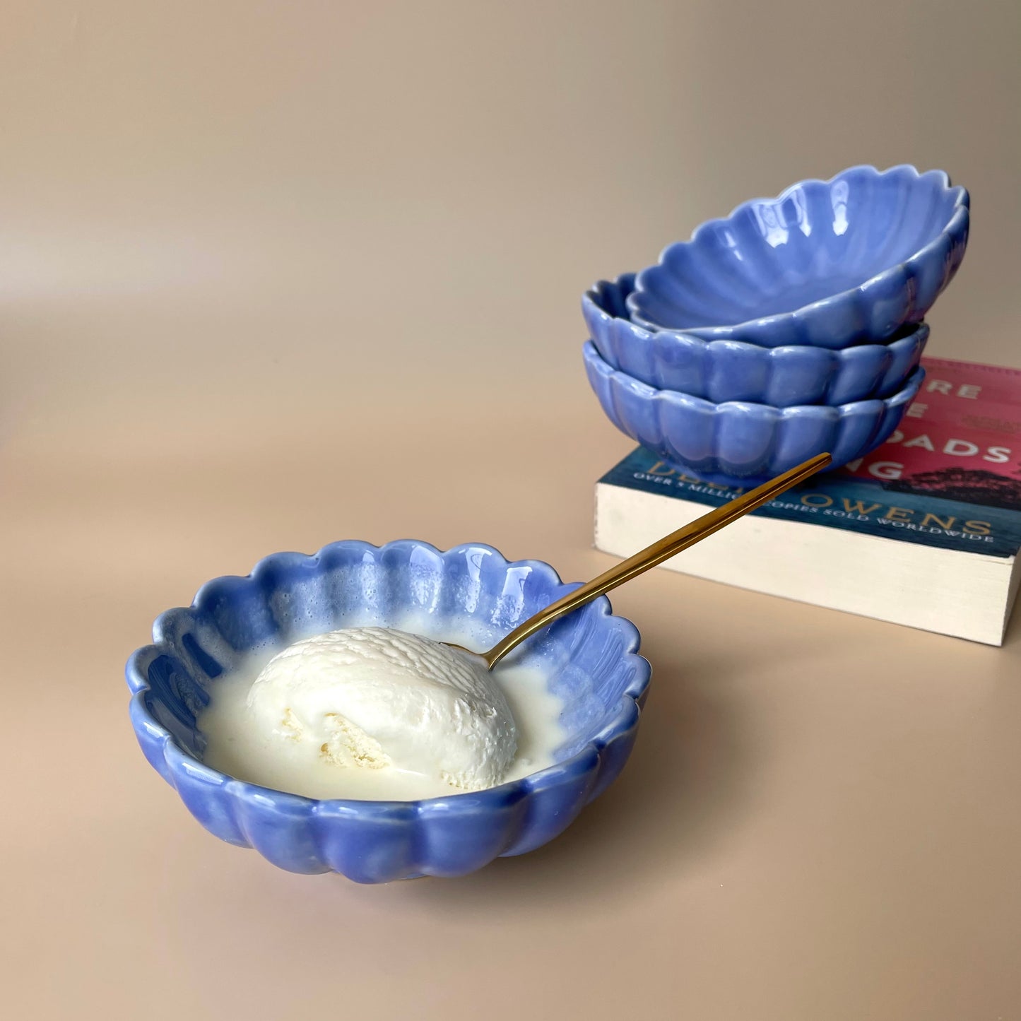 Floral ice cream bowl - blue