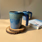 Blue waves coffee mug with open handle