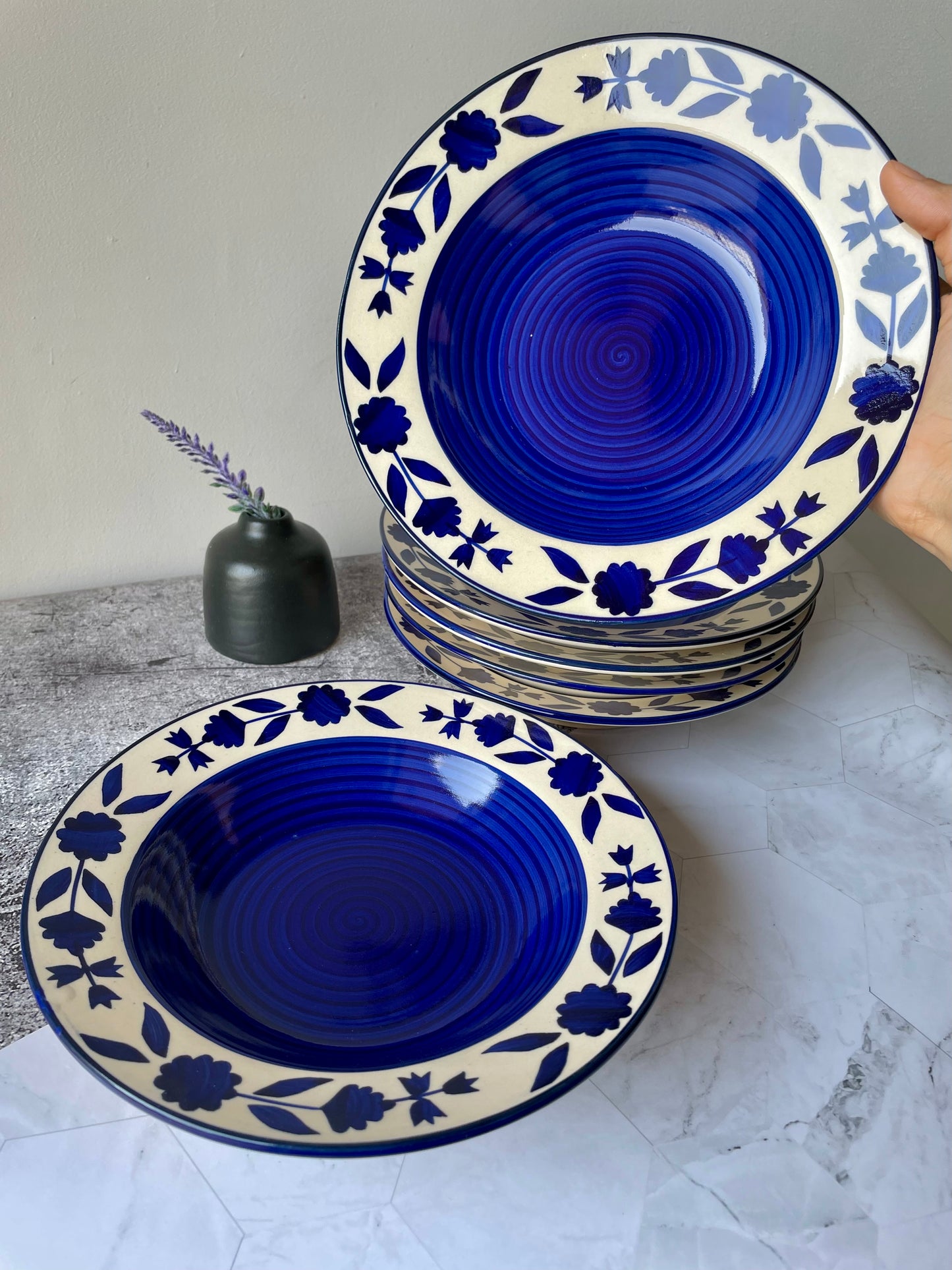 Blue floral pasta plate Online