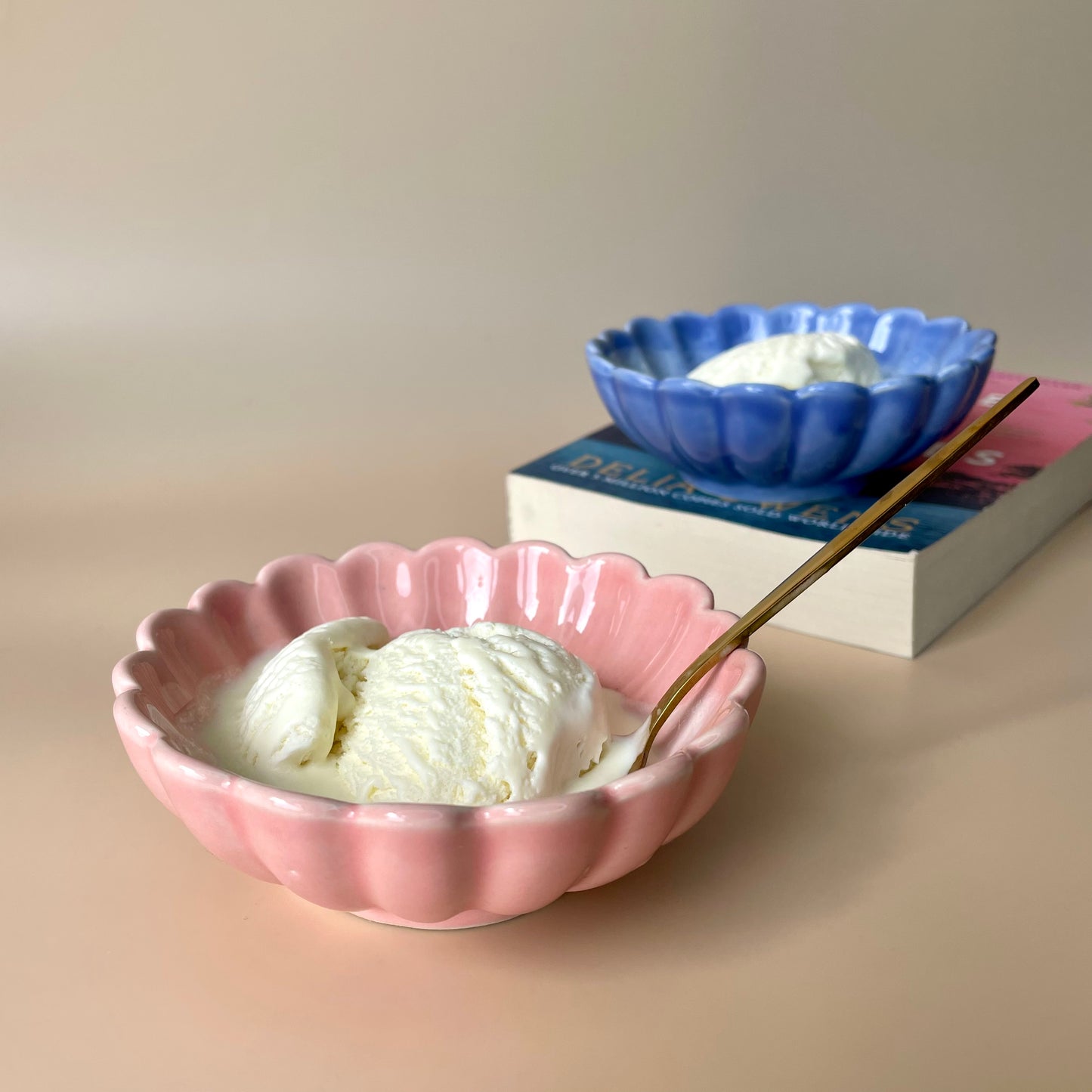Floral ice cream bowl set (set of two)