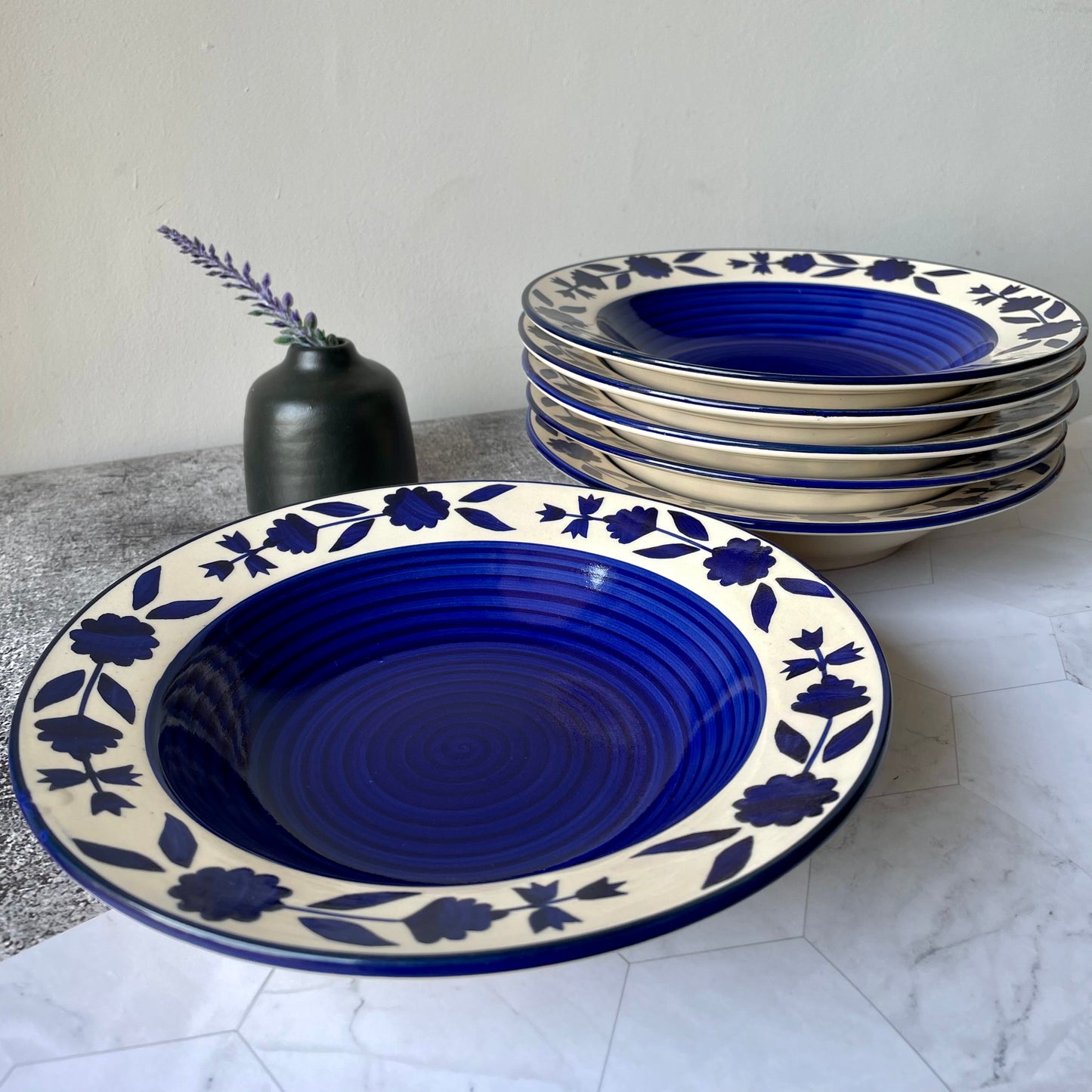 Buy Blue floral pasta plate online