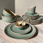 Green grey spiral dinner set (18 pieces)