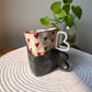 Shape of heart mug combo (red hearts & black) Set of 2