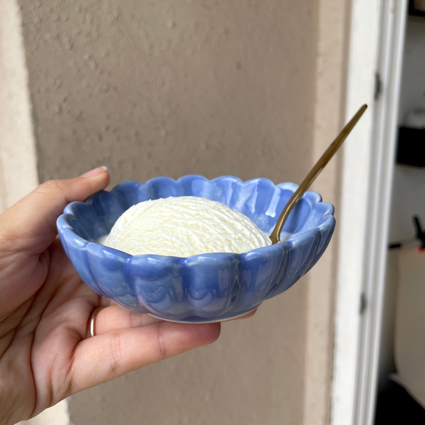 Floral ice cream bowl - blue