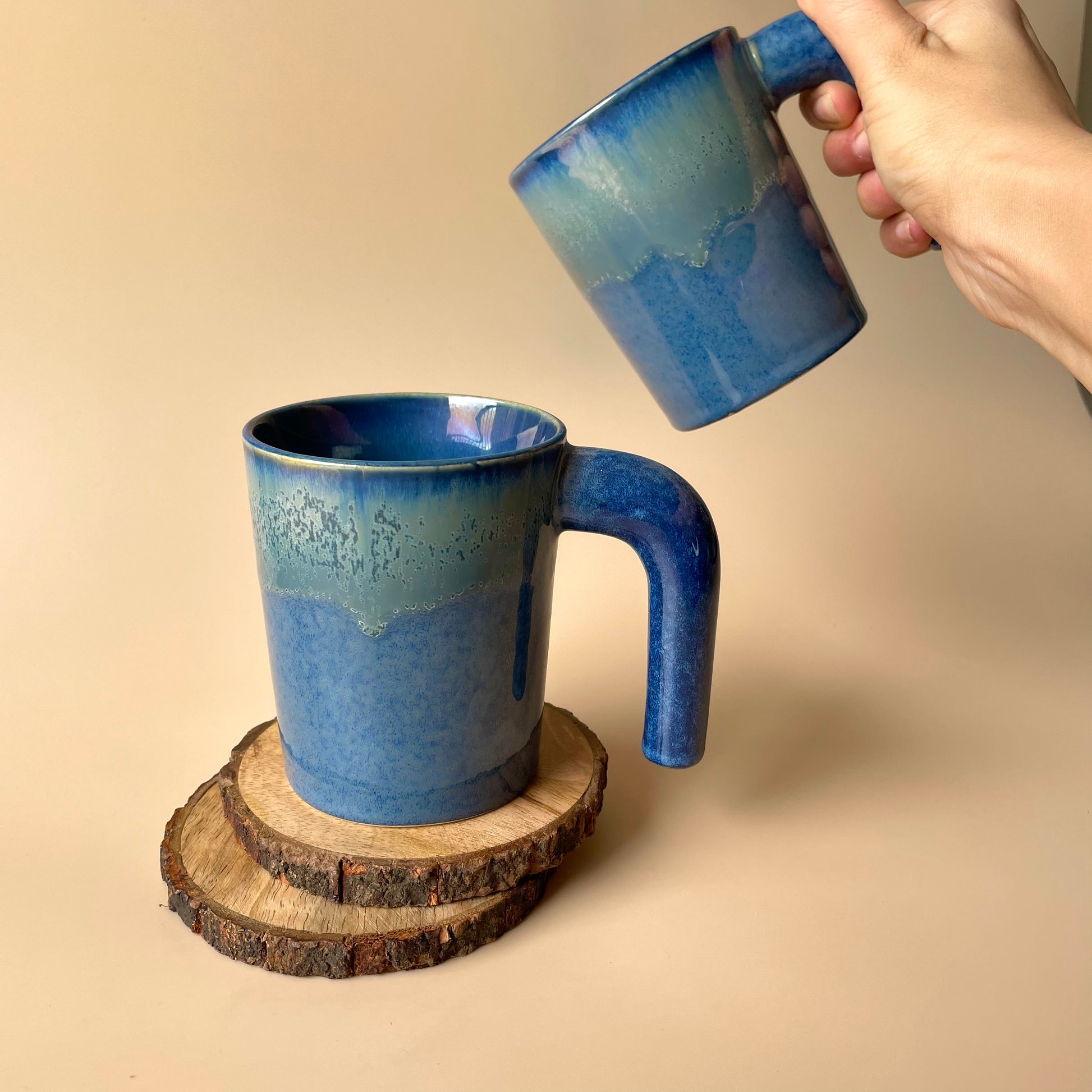 Buy Blue waves coffee mug with open handle Online