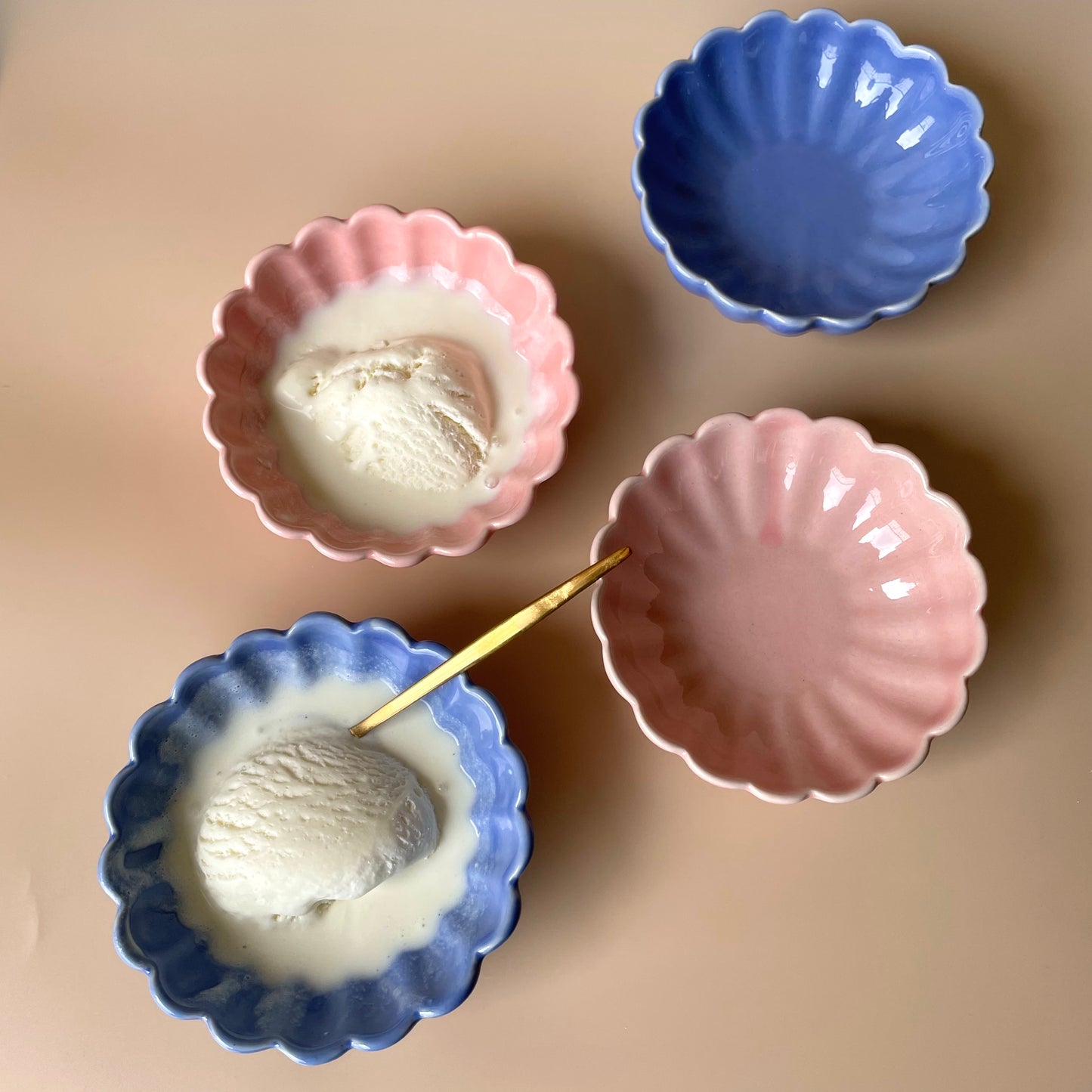 Floral ice cream bowl set (set of two)