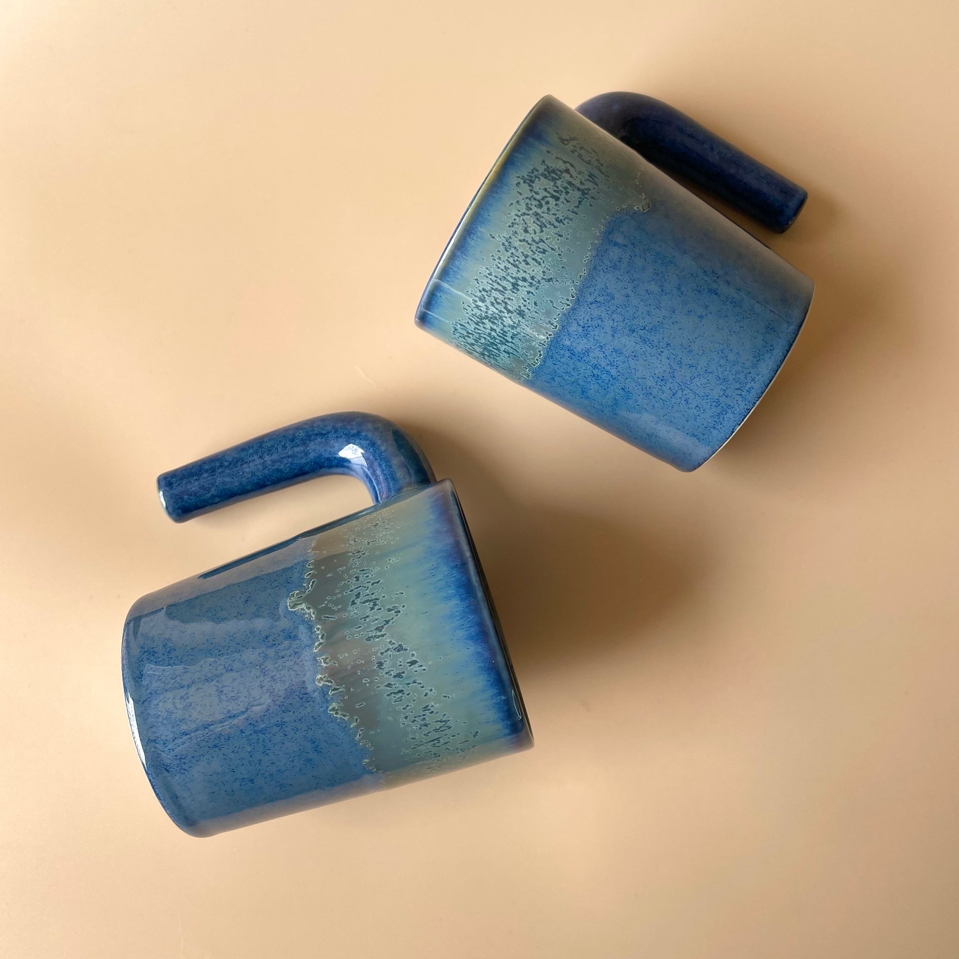 Buy Blue waves coffee mug with open handle