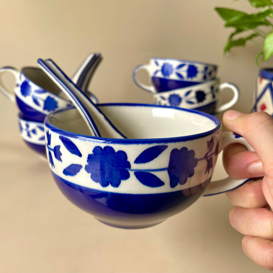 Blue floral soup cup- set of 4